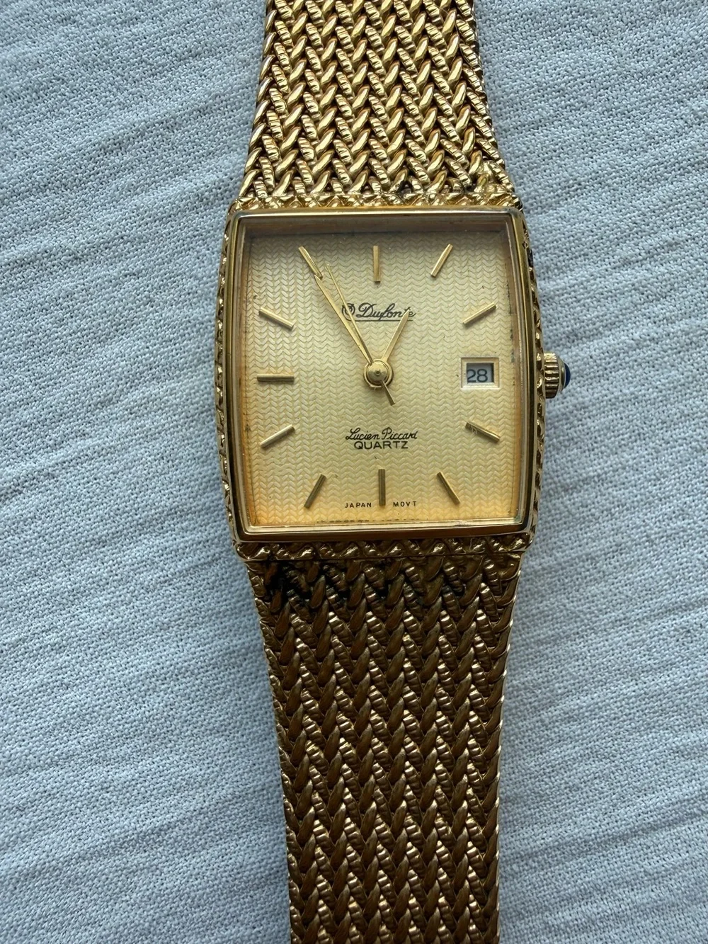 1990s Lucien Piccard Dufonte Braided Integrated Bracelet Quartz Watch